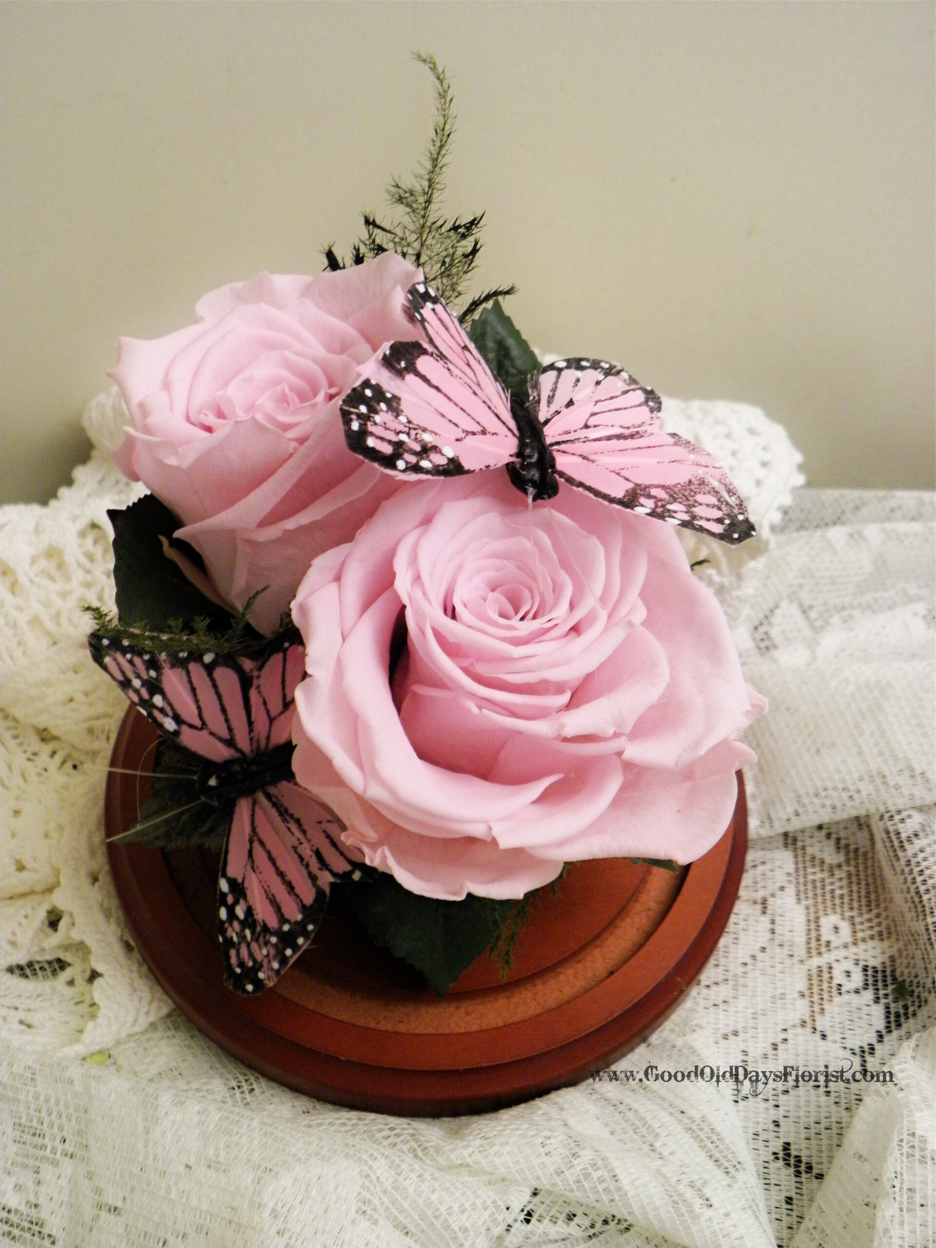 Preserved Rose Bouquet, Pink Butterfly Garden